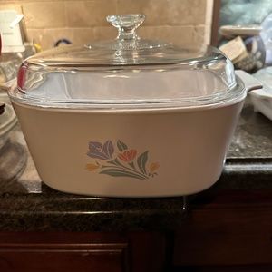 VTG 1990s CorningWare  Pastel Friendship Flowers 5LCasserole Baking Dish Lid